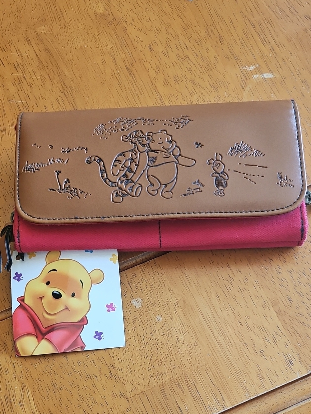 Winnie the Pooh Brown and Red Trifold Wallet